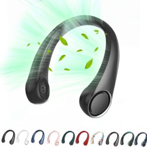 Portable Neck Fan, Hands Free Bladeless Fan, 360° Cooling Personal Fan,Wearable Quiet Fan for Outdoor Indoor, Birthday Gifts for Men Women Mom Dad, 4000mAh Battery USB Rechargeable, 3-Speeds(Black)