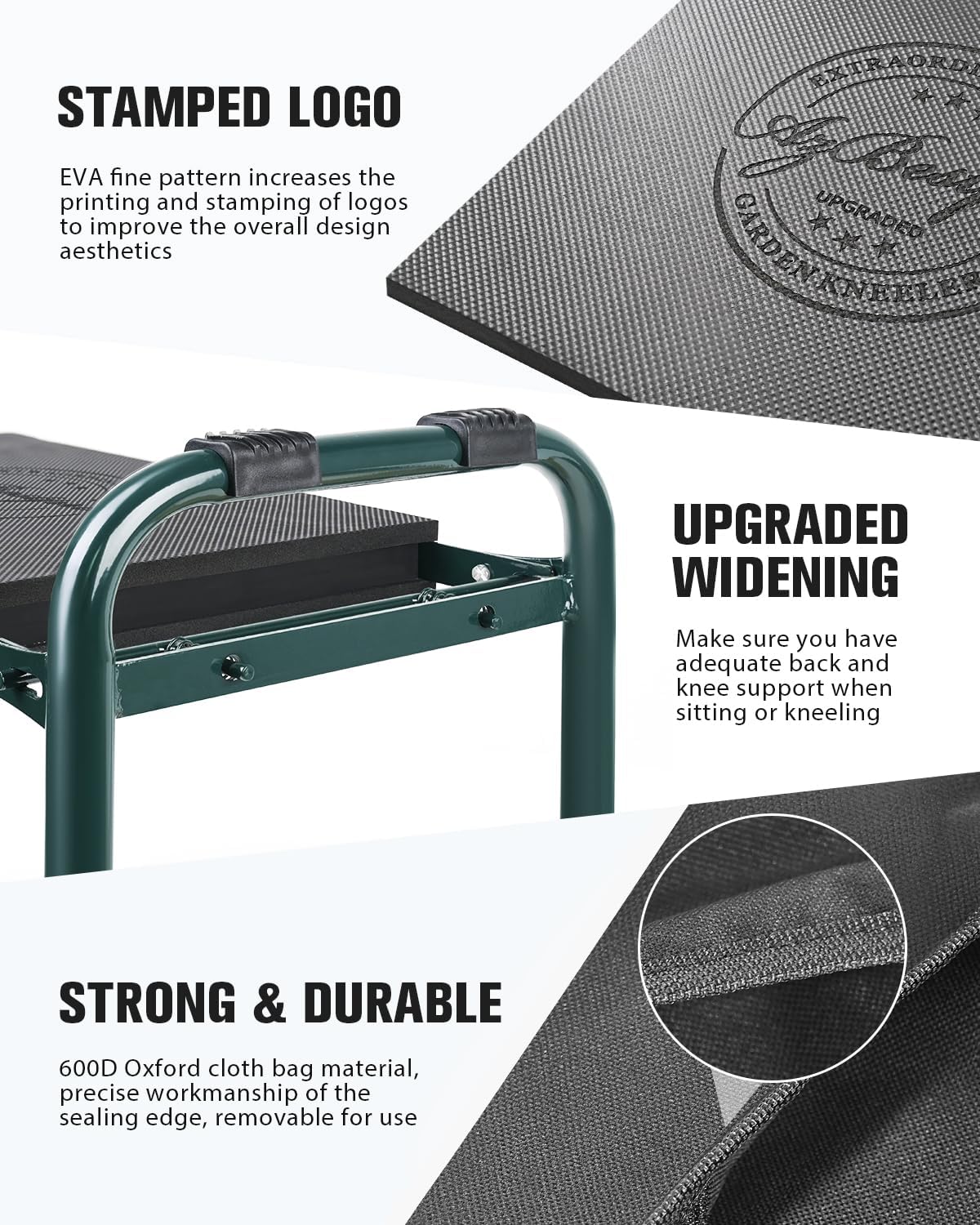 Garden Kneeler and Seat Heavy Duty, Foldable Gardening Stool - 2024 Upgraded Widened to 10" Stable Wear-resistant Prevent Knee and Back Pain, Beautiful Logo high-end 2 Large Tool Bags Gift for Women - Image 5