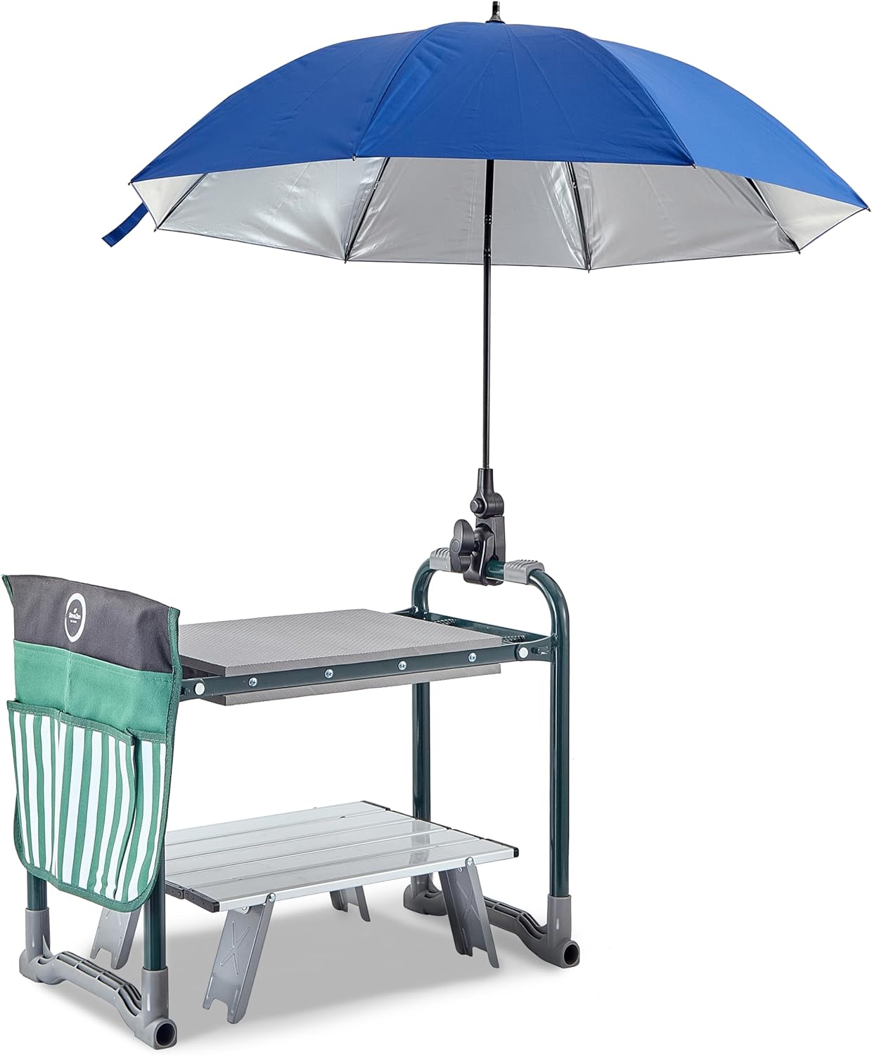 Garden Kneeler Seat Garden Bench Garden Stools Foldable Stool with Shade Umbrella (Patented) Tool Bag Pouch EVA Foam Pad Outdoor Portable Table Potting Mat Kneeler Gardening Gifts for Women Men