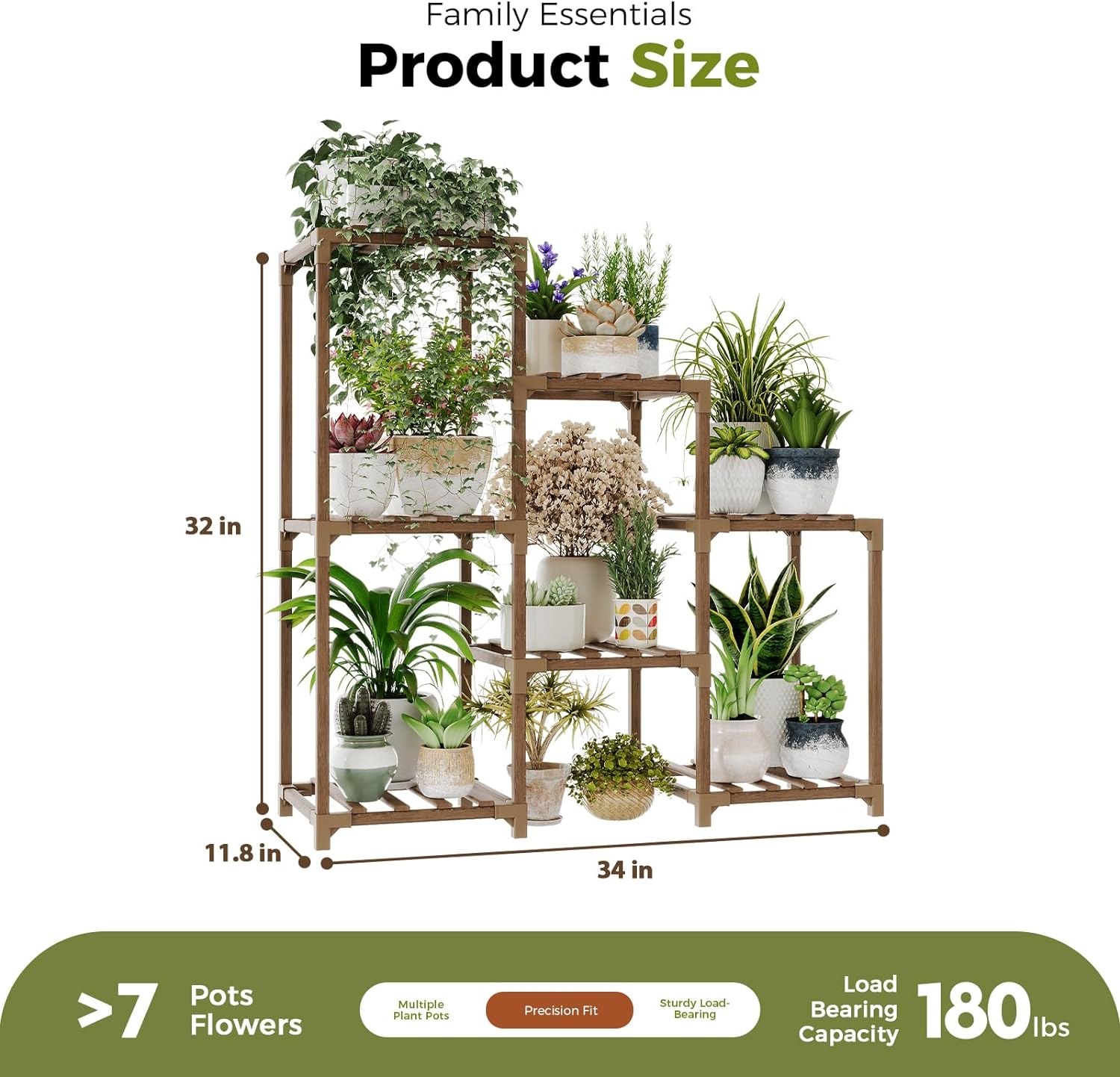 Bamworld Plant Stand Indoor Plant Shelf Outdoor Wood Plant Rack for Multiple Plants 3 Tiers Ladder Plant Holder for Living Room Patio Boho Home Decor for Gardening Mom Gifts - Image 5