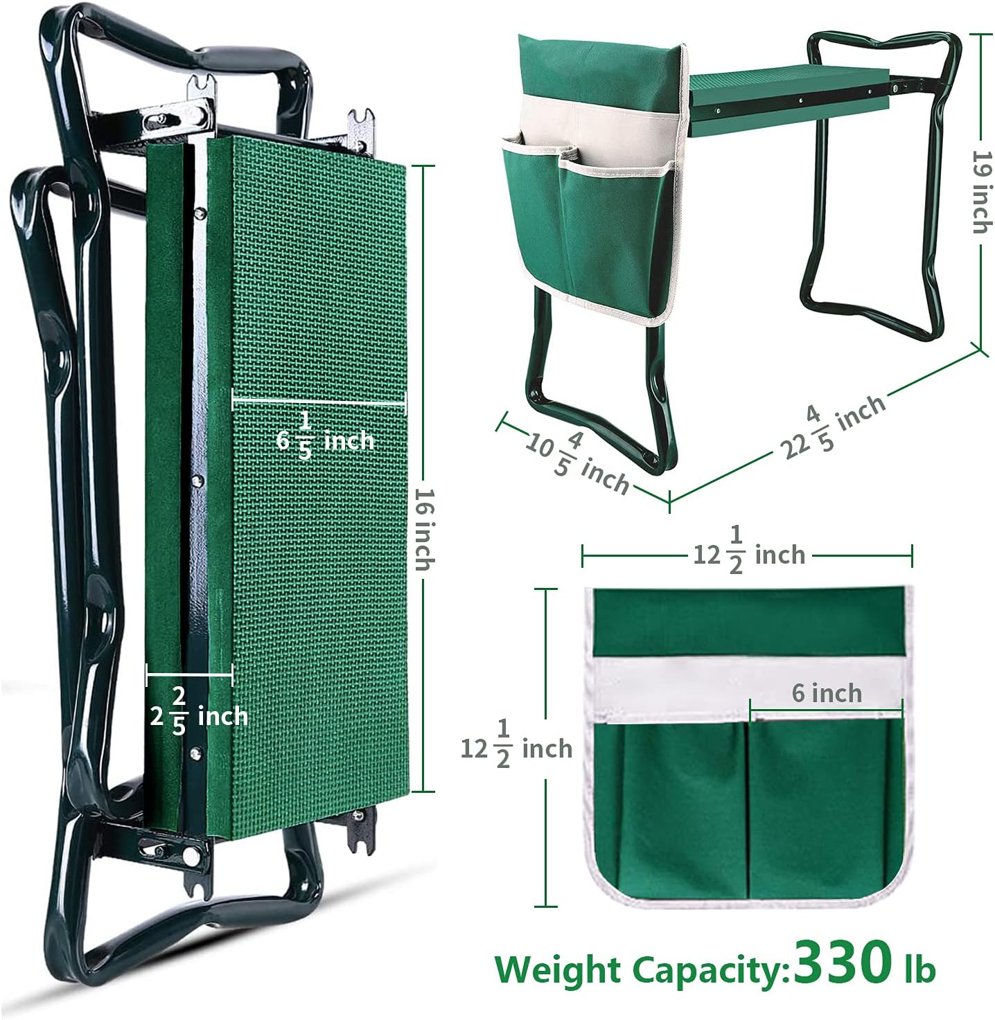 BESTHLS Garden Kneeler and Seat - Heavy Duty Folding Stool for Gardening, Protects Knees and Back, Supports up to 330 lbs - Great Gift for Gardeners - Image 2