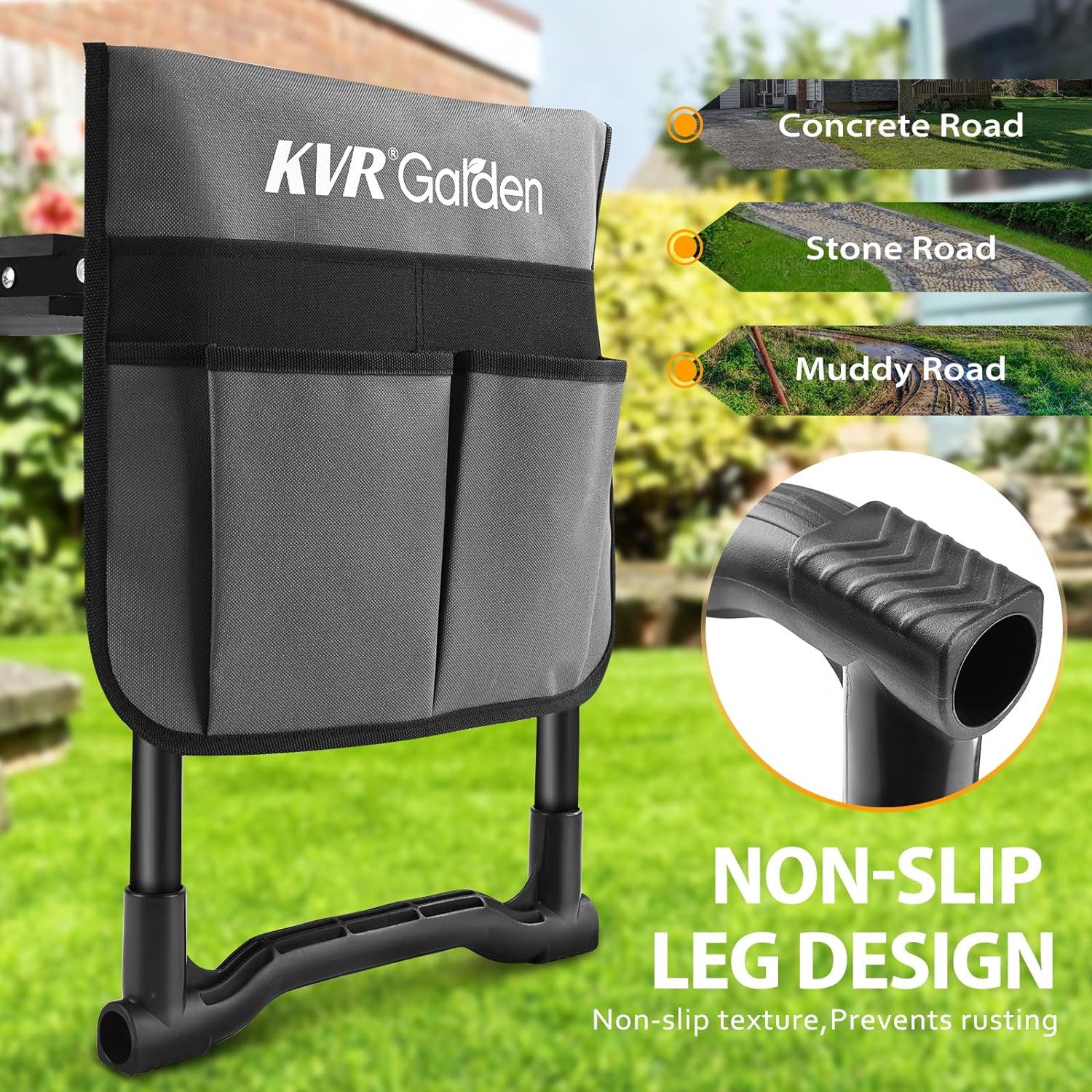 KVR Garden Kneeler Seat Heavy Duty, 2024 Upgraded Garden Bench Widened 10.2", Anti-Rust & Anti-Wear, Foldable Gardening Stool Prevents Back Pain Knees, Gift for Women Men, Seniors, Mom, Dad - Image 5