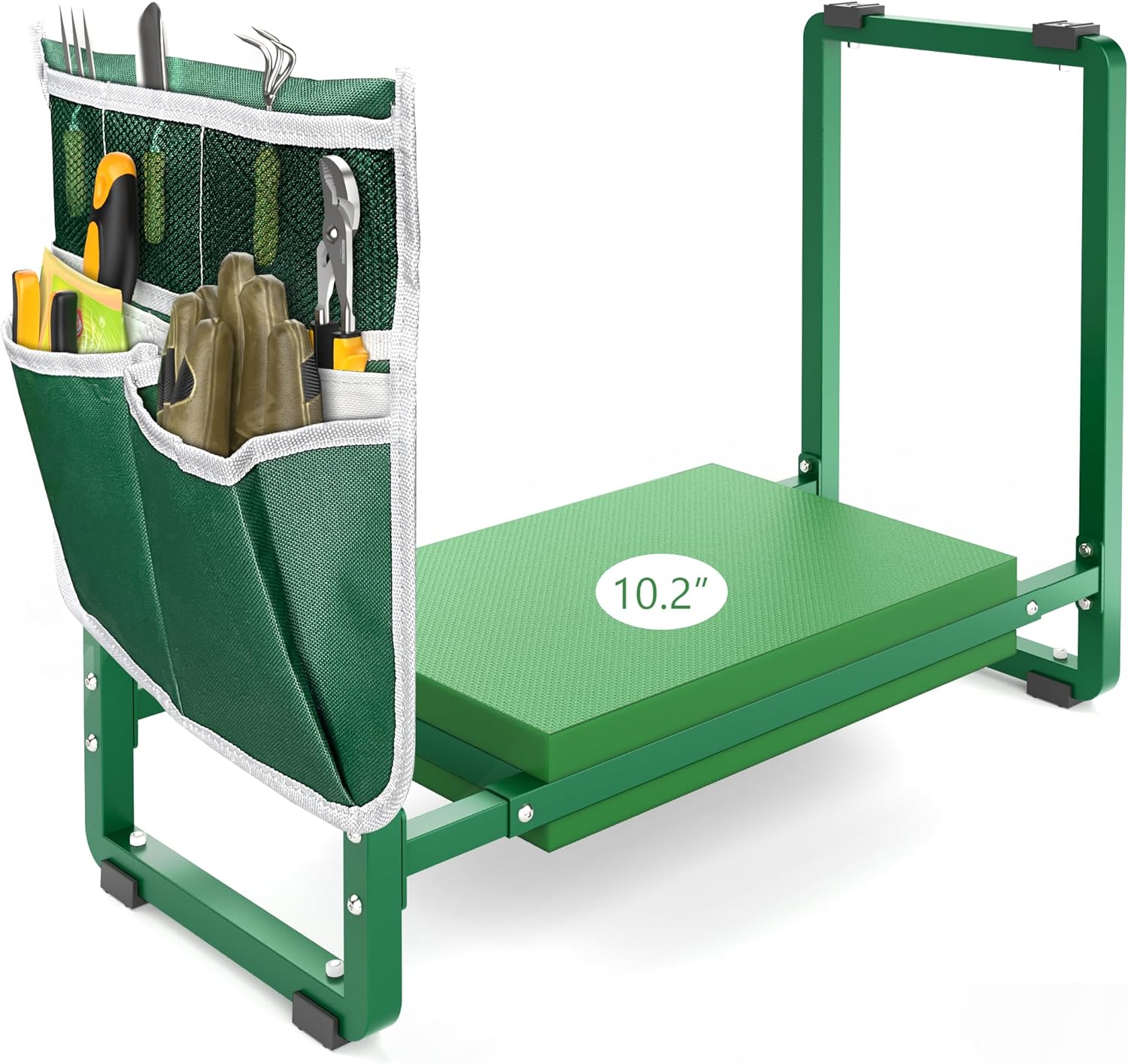 10.2" Wider Garden Kneeler and Seat, Heavy Duty Thick Gardening Bench for Kneeling and Seat - Garden Tools with Bags, Gardening Gifts for Women, Grandparents, Gardeners, Mom & Dad - Green