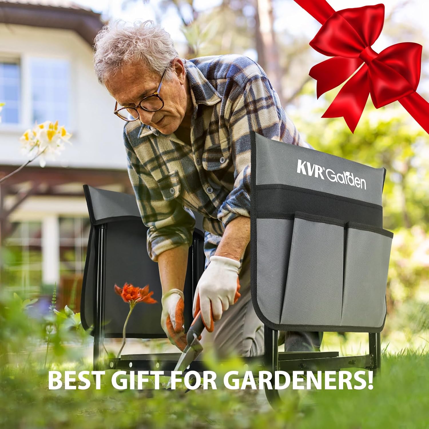 KVR Garden Kneeler Seat Heavy Duty, 2024 Upgraded Garden Bench Widened 10.2", Anti-Rust & Anti-Wear, Foldable Gardening Stool Prevents Back Pain Knees, Gift for Women Men, Seniors, Mom, Dad - Image 2