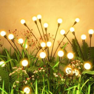 Solar Lights Outdoor Waterproof 2 Pack, Upgraded Outdoor Solar Lights for Yard Patio Garden Decor, Solar Lights for Outside Gardening Supplies, Firefly Garden Lights Solar Powered Outdoor