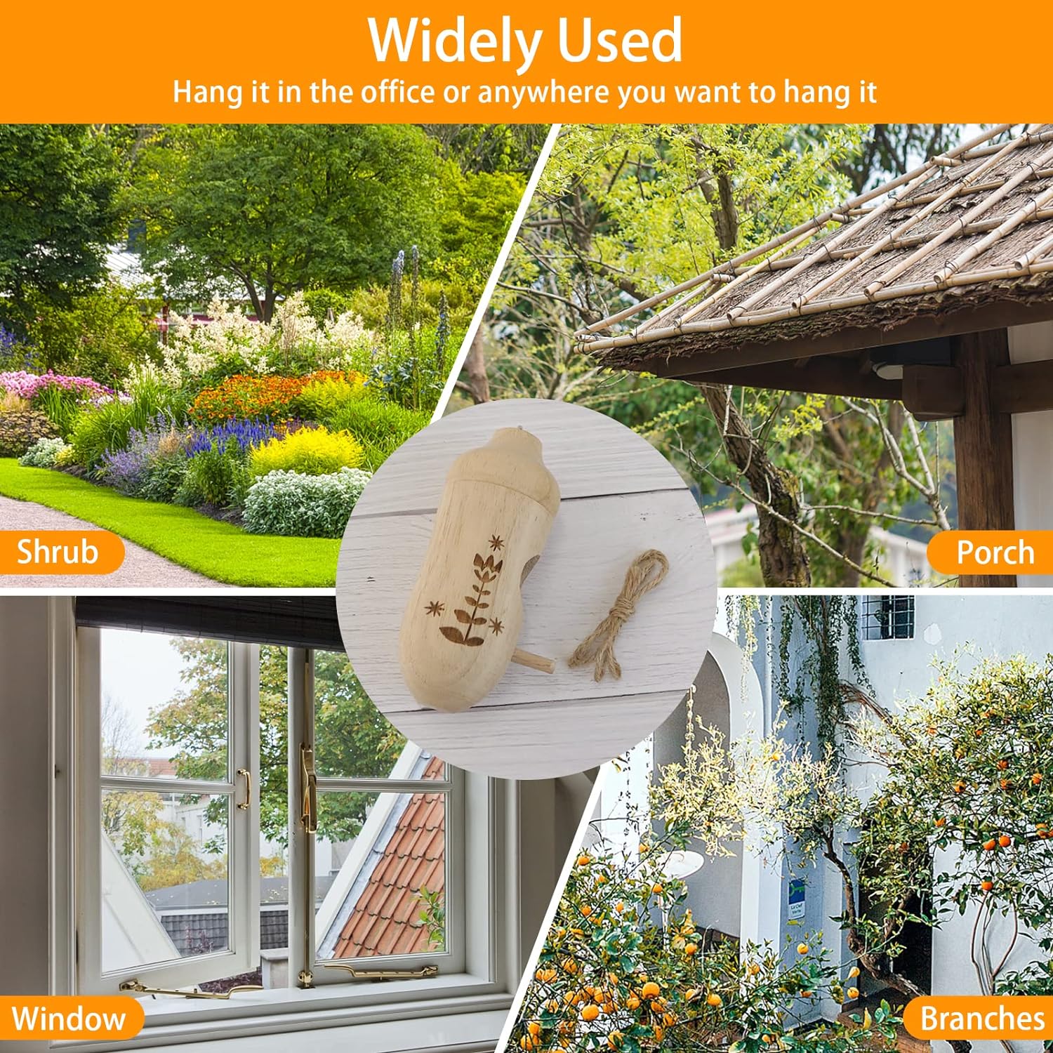 Hummingbird House - Natural Wooden Hummingbird Houses for Outside Hanging, Gardening Gifts Home Decoration 3 Packs - Image 6